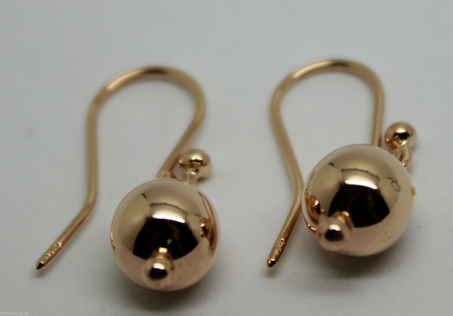 Kaedesigns, New Genuine 9ct 9kt Yellow, Rose or White Gold 8mm Euro Ball Drop Earrings
