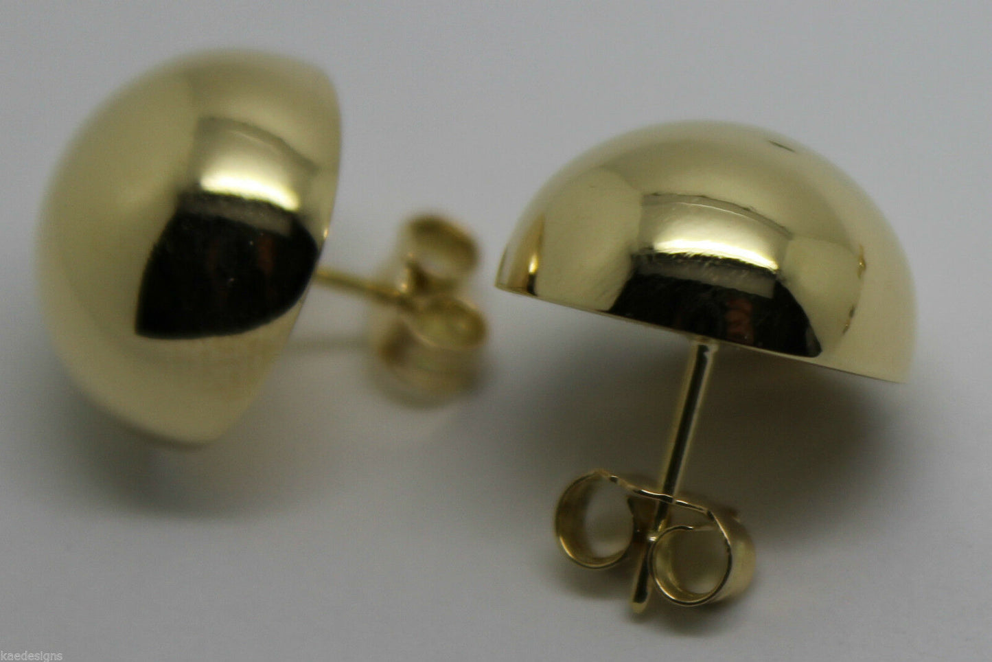 Kaedesigns, 9ct 9k Yellow Or White Or Rose Gold 375 18mm Half Ball Hook Earrings