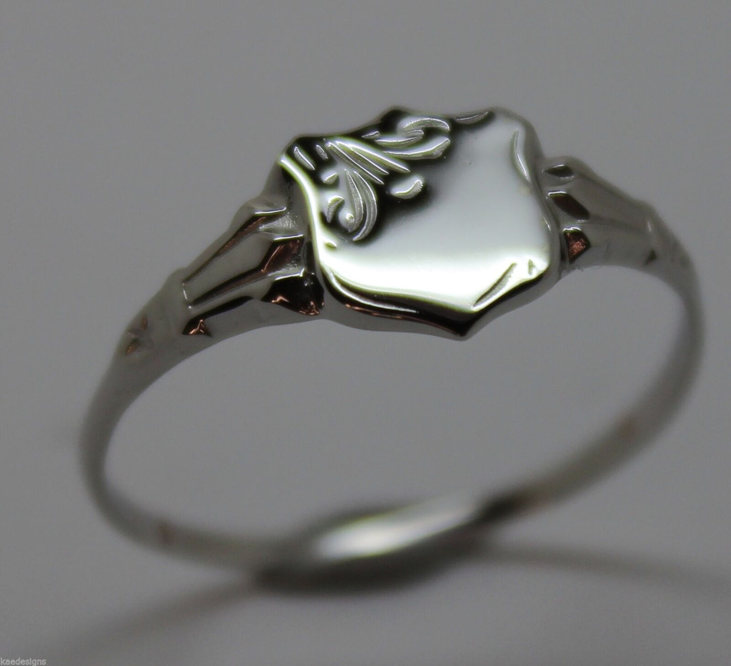 Childs Genuine Solid Sterling Silver 925 Shield Signet Ring
