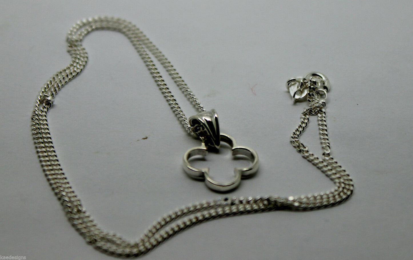 Genuine Sterling Silver 925, Four Leaf Clover Pendant & Sterling Silver Chain