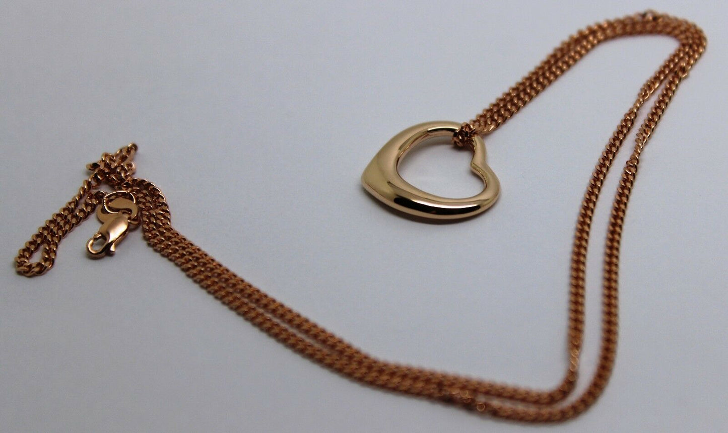Genuine 9ct 9kt Rose Gold / 375 Belcher Chain Necklace 44cm + Heart Pendant