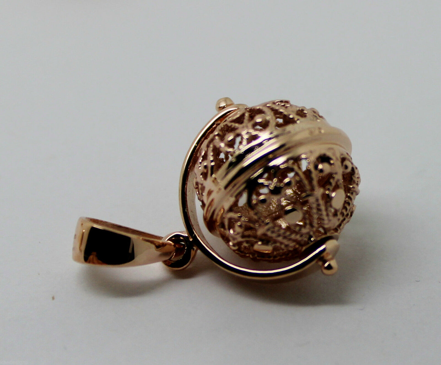 Genuine 9ct Yellow Gold Or White Gold Or Rose Gold 16mm Filigree Ball Spinner Pendant