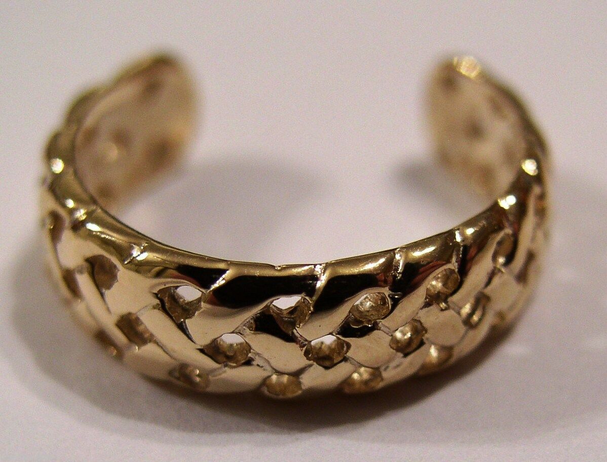 Genuine Solid 9ct Yellow or Rose or White Gold or Sterling Silver Weave Toe Ring 264