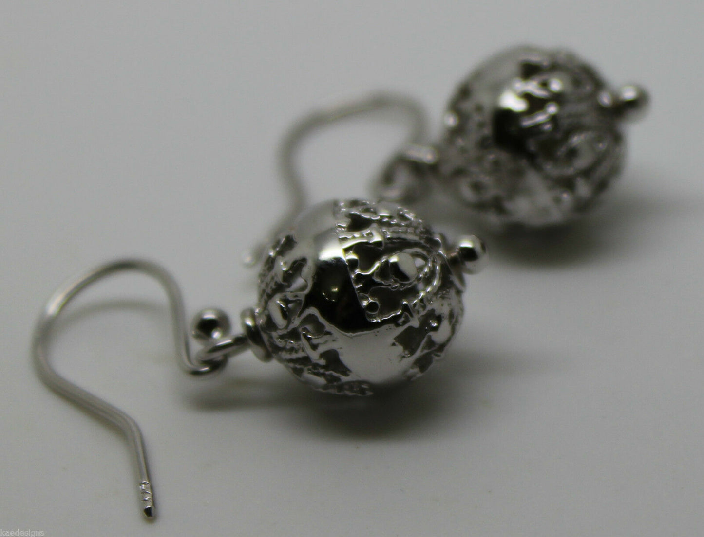 Kaedesigns Genuine 9kt 9ct 375 Yellow, Rose or White Gold 12mm Euro Ball Drop Filigree Earrings
