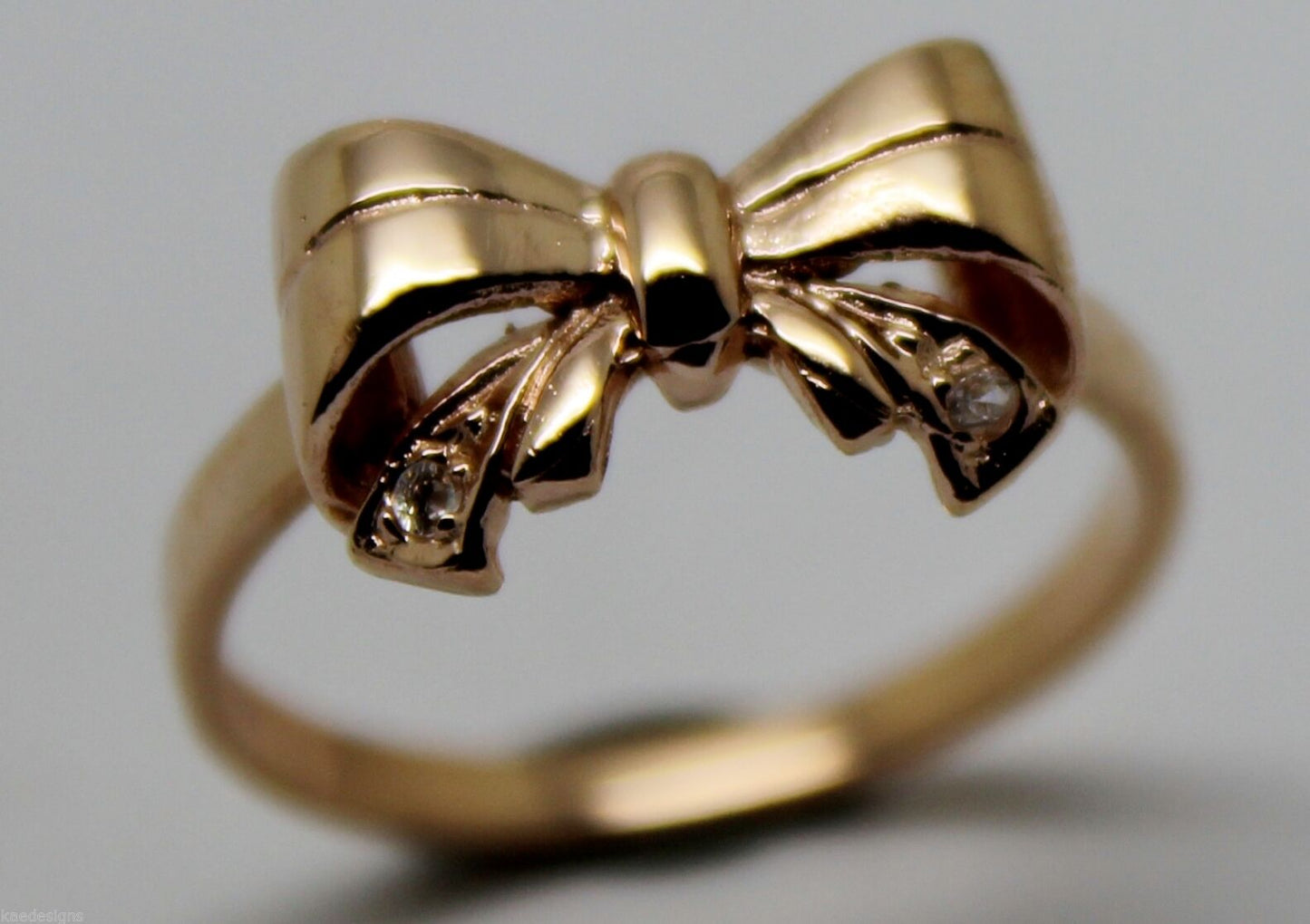 Genuine 9ct 375 Solid Yellow Or Rose Or White Gold Bow With 2 Cubic Zirconia In Your Size