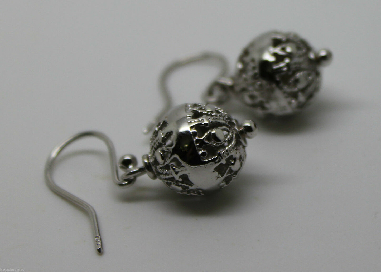 Kaedesigns Genuine 9kt 9ct 375 Yellow, Rose or White Gold 12mm Euro Ball Drop Filigree Earrings