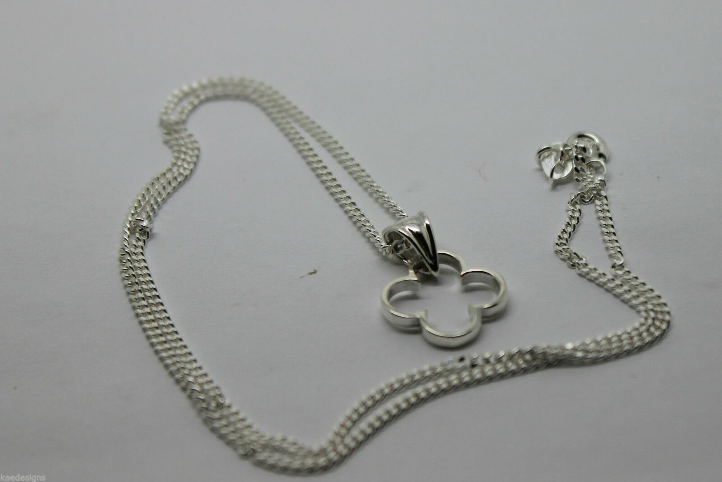 Genuine Sterling Silver 925, Four Leaf Clover Pendant & Sterling Silver Chain