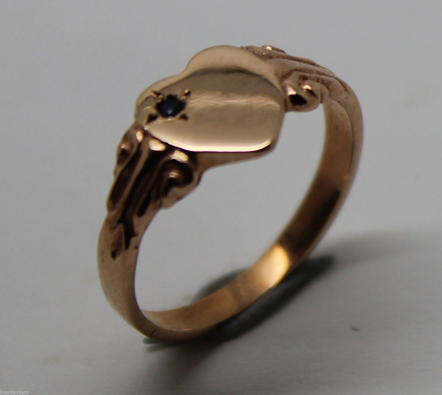 Genuine 9ct Yellow, Rose or White Gold Blue Sapphire Heart Signet Ring