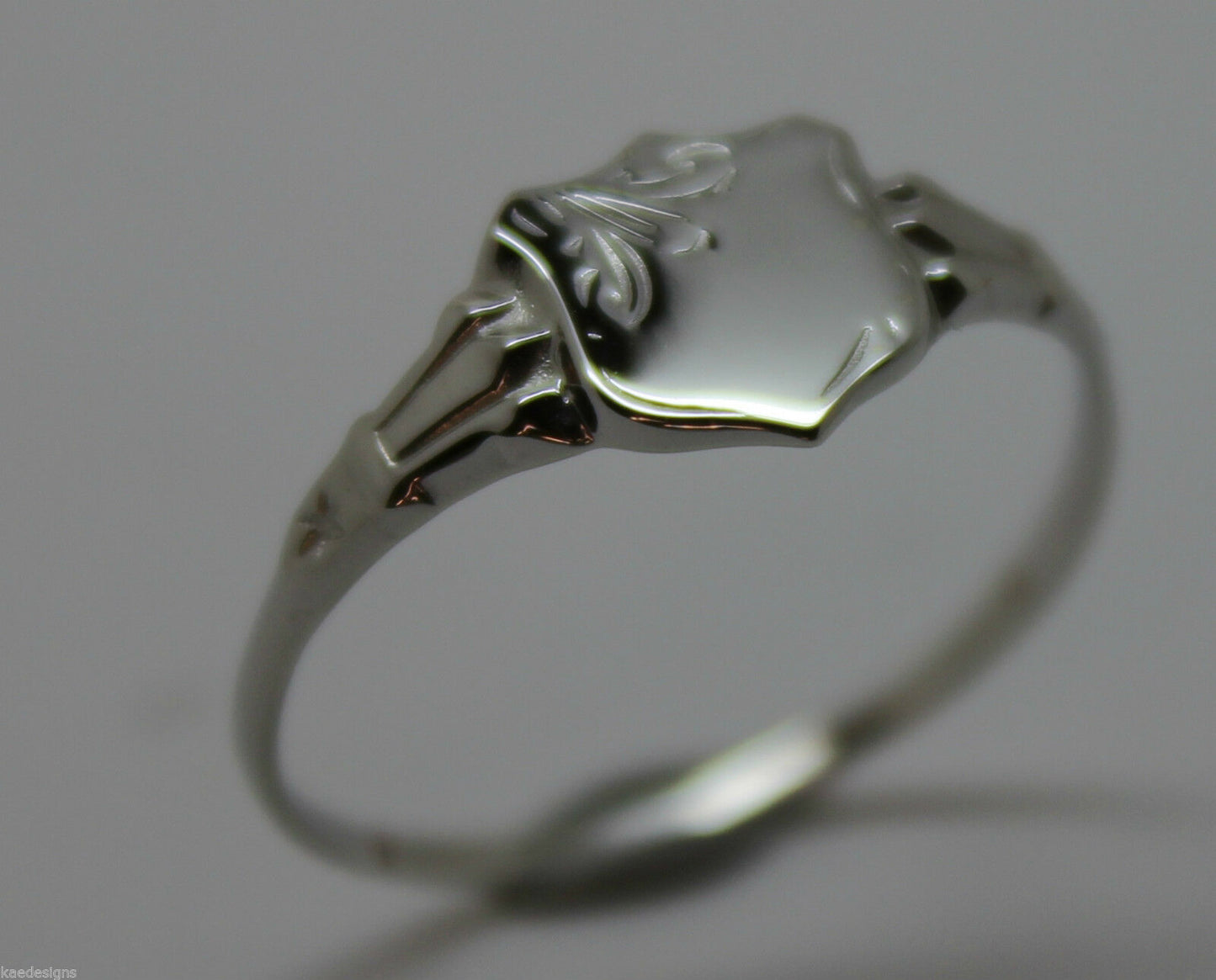 Childs Genuine Solid Sterling Silver 925 Shield Signet Ring