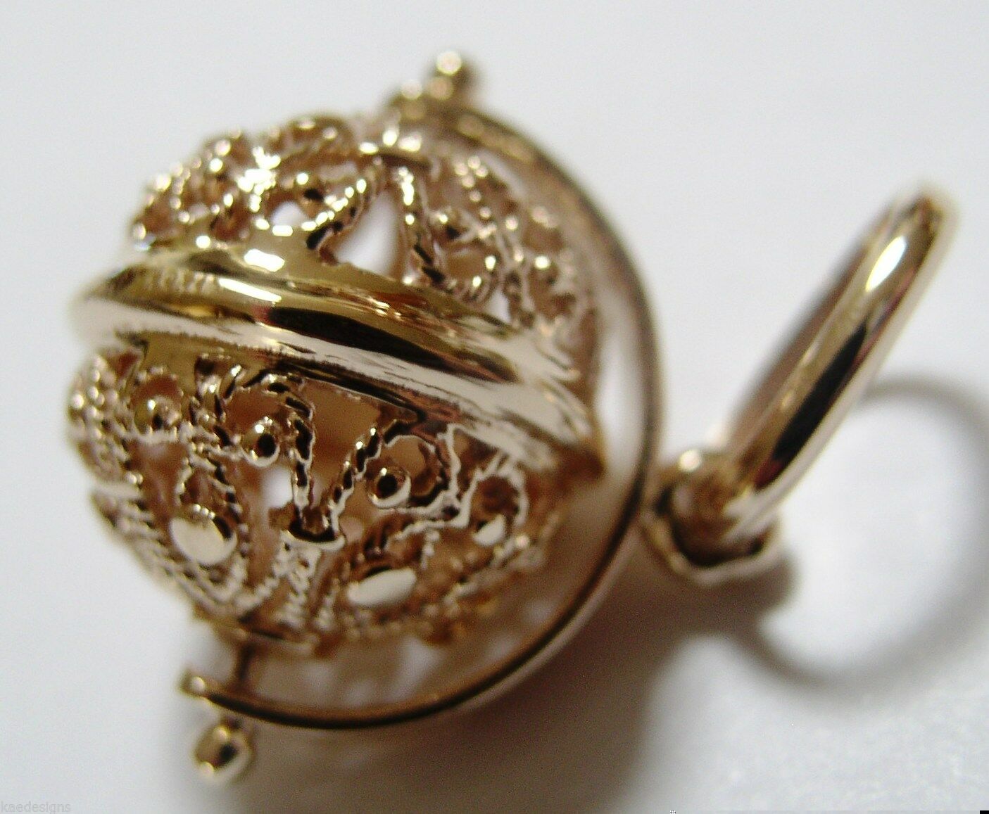 Genuine 9ct Yellow Gold Or White Gold Or Rose Gold 16mm Filigree Ball Spinner Pendant