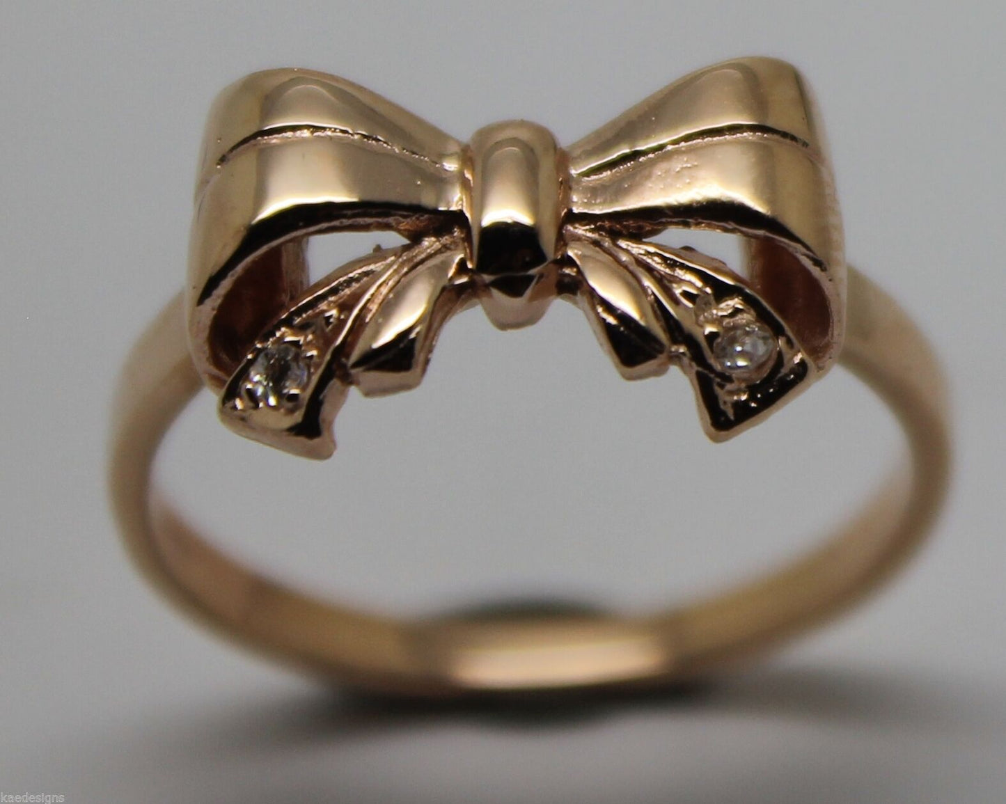 Genuine 9ct 375 Solid Yellow Or Rose Or White Gold Bow With 2 Cubic Zirconia In Your Size