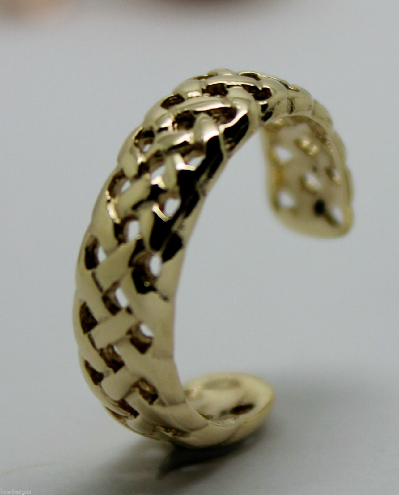 Genuine Solid 9ct Yellow or Rose or White Gold or Sterling Silver Weave Toe Ring 264