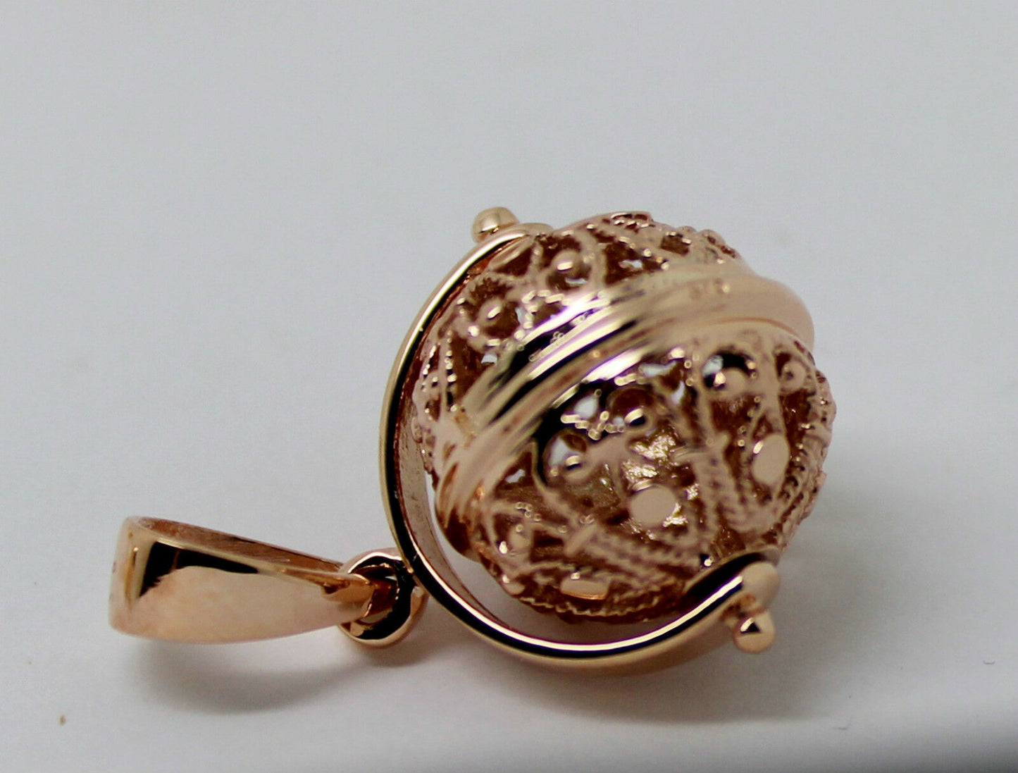 Genuine 9ct Yellow Gold Or White Gold Or Rose Gold 16mm Filigree Ball Spinner Pendant