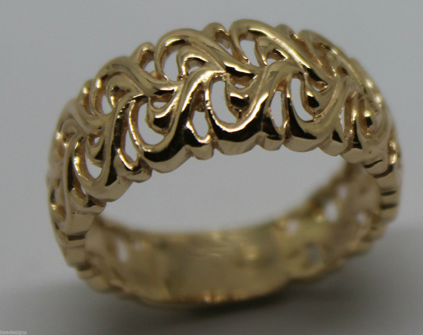 Genuine 9ct 375 Solid Rose Or Yellow Or White Gold Flower Filigree Ring In Your Size