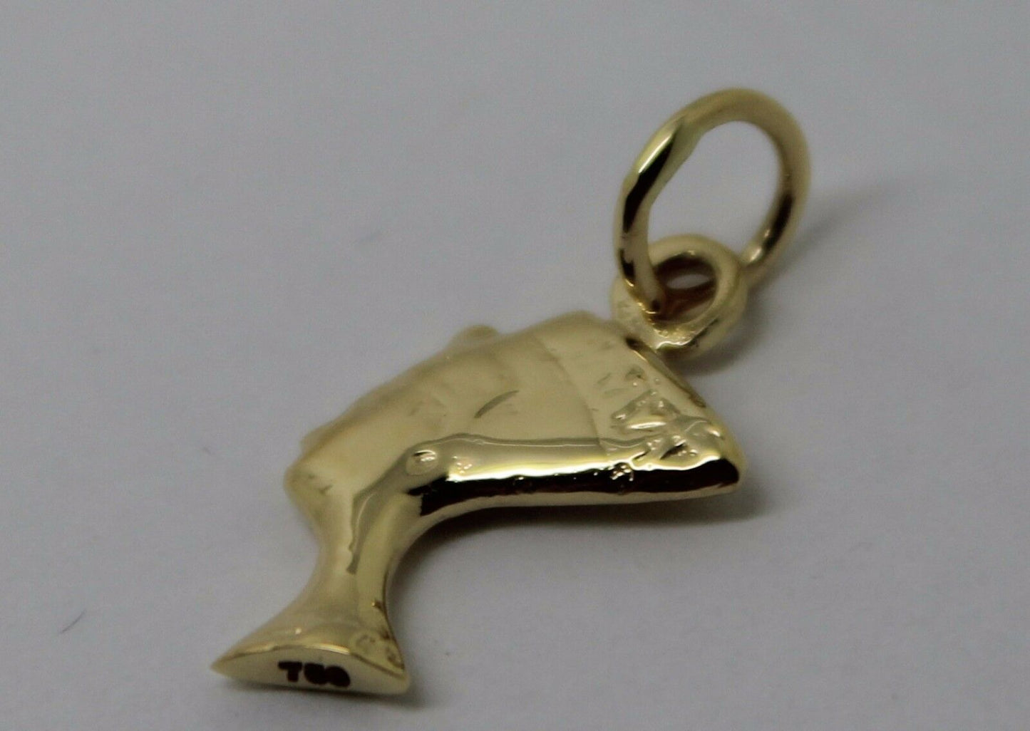 Genuine 18K Yellow Gold Small 3D Egyptian Nefertiti Charm