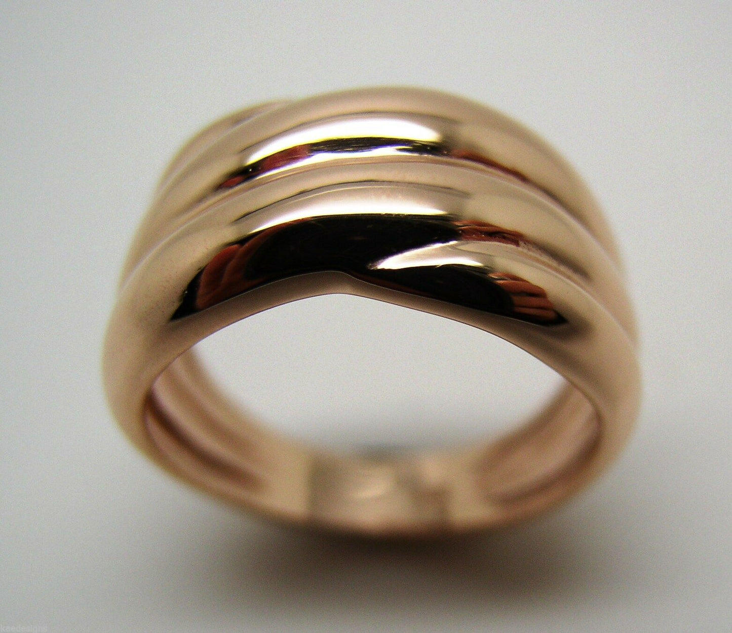 Kaedesigns Size T / 9 5/8 New Genuine 9ct 9k Yellow, Rose or White Gold Heavy Ridged Dome Ring