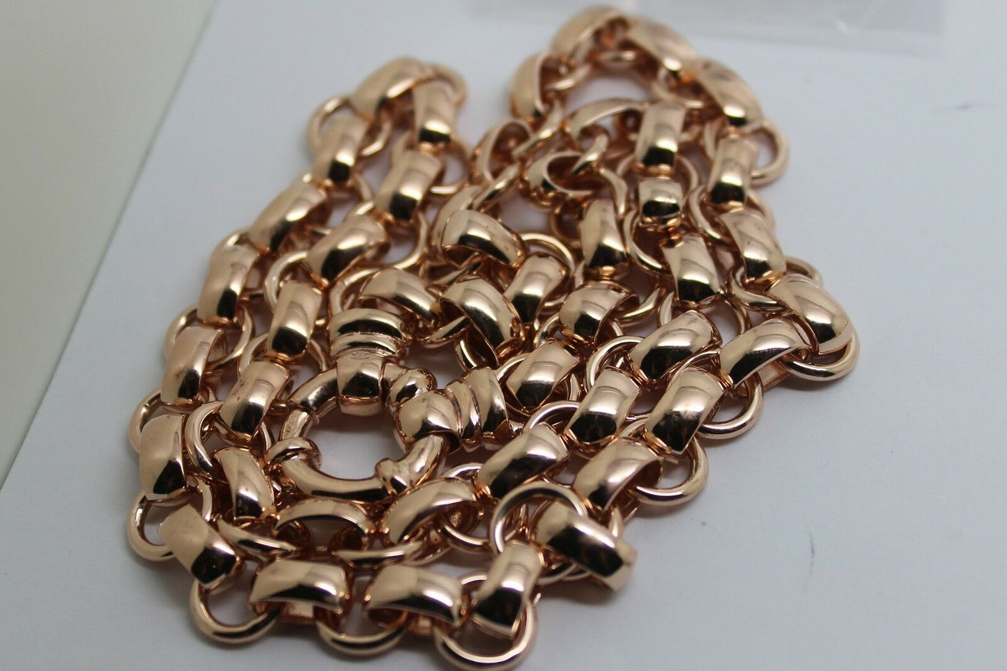 Genuine 9ct Yellow, Rose or White Gold 375,Solid Heavy Oval Belcher Necklace Chain 60grams 60cm