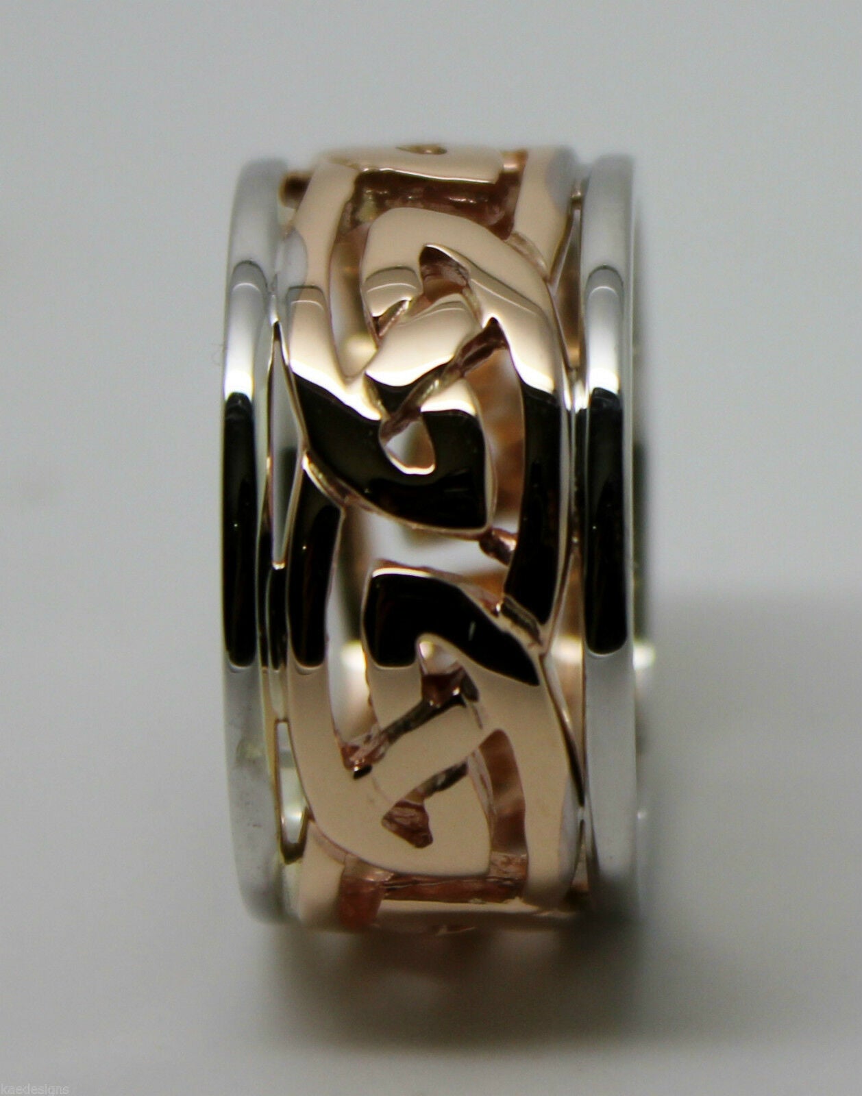 Size X, Genuine Heavy Solid New 9ct Rose & White Gold 12mm Large Celtic Ring