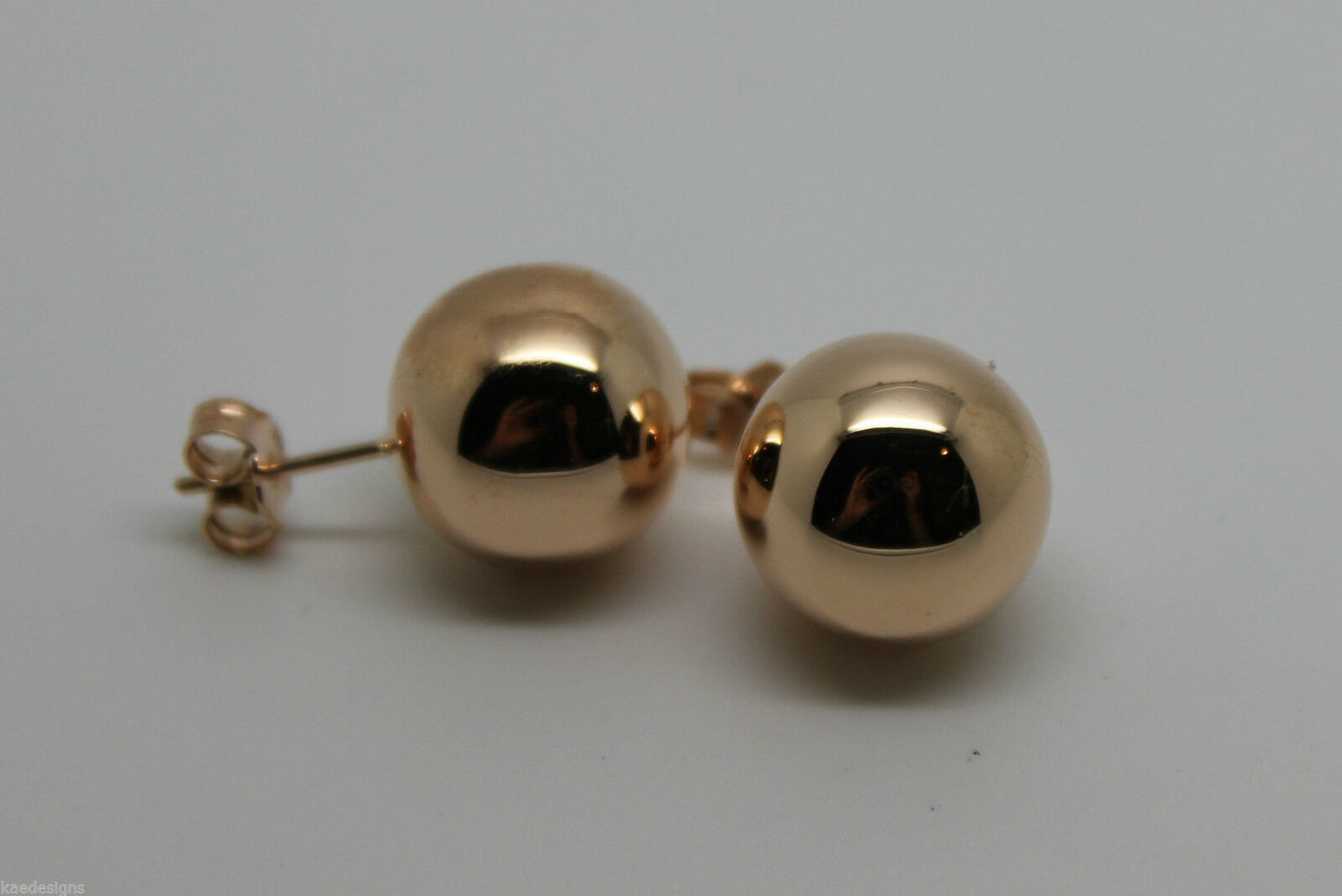 Genuine 9ct 9K Solid Yellow, Rose or White Gold 14mm Stud Ball Earrings