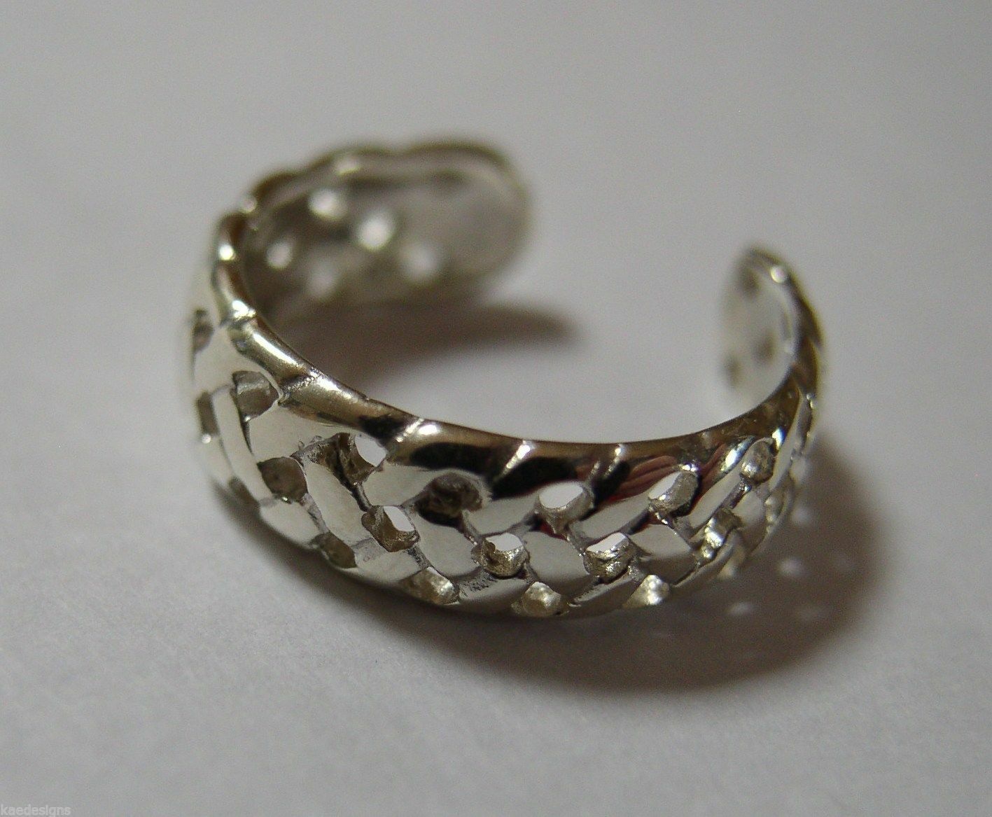 Genuine Solid 9ct Yellow or Rose or White Gold or Sterling Silver Weave Toe Ring 264