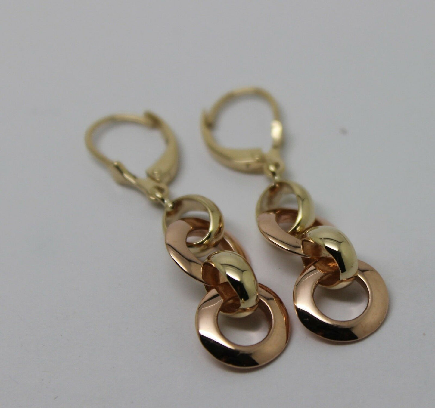 Kaedesigns 9ct Rose & Yellow Gold 10mm Circle Belcher Earrings Continental Hooks