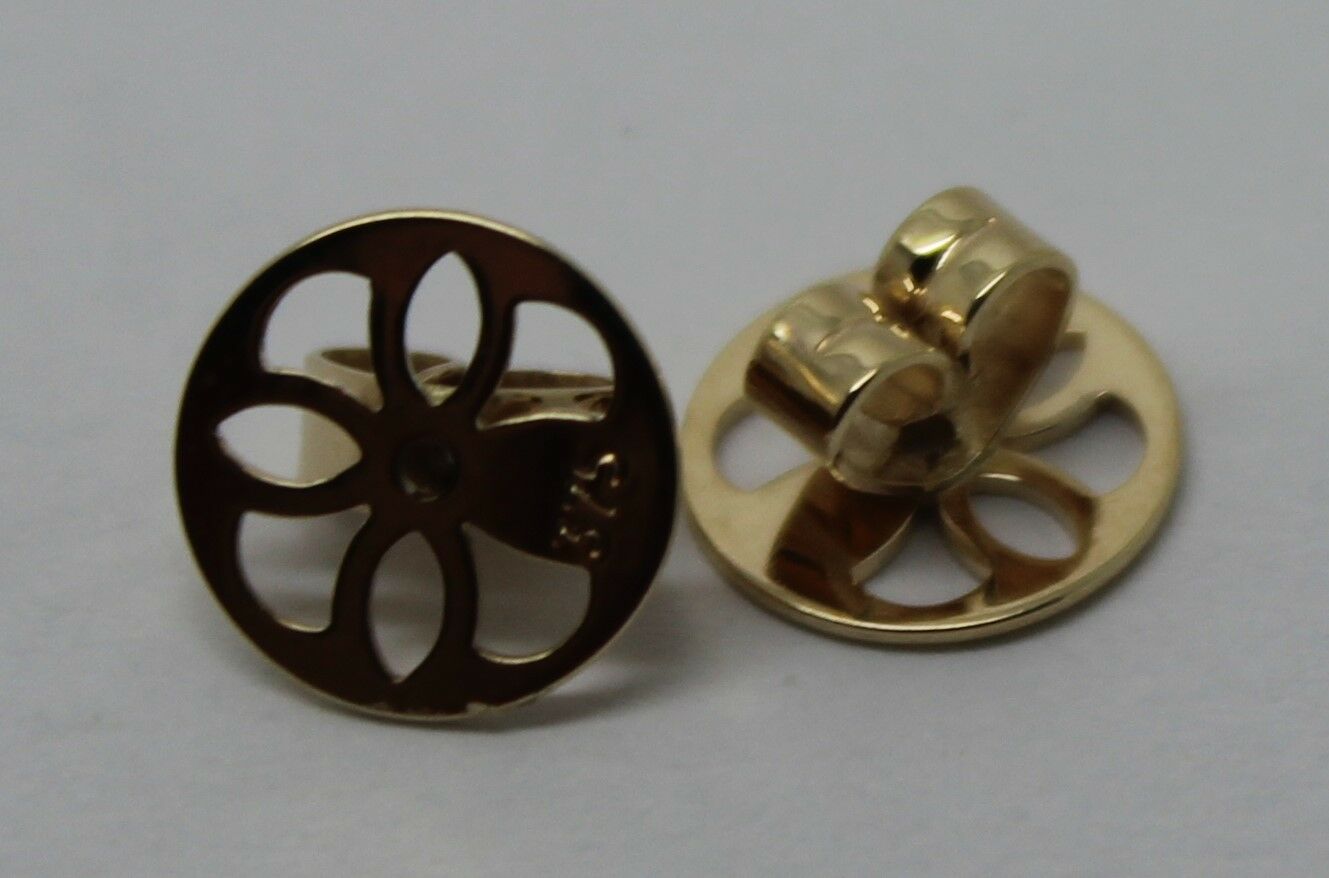 Genuine 9ct or 18ct Yellow Gold Filigree Disc Earrings Butterfly Backs
