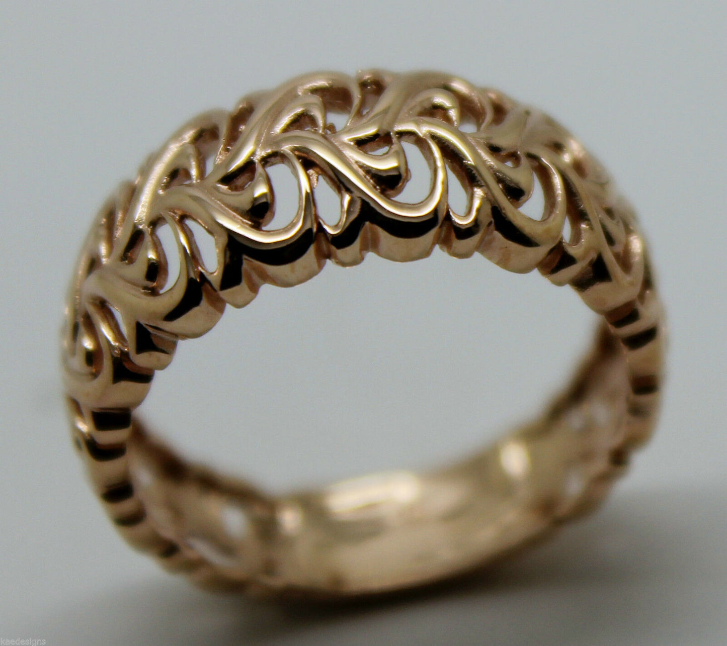 Genuine 9ct 375 Solid Rose Or Yellow Or White Gold Flower Filigree Ring In Your Size