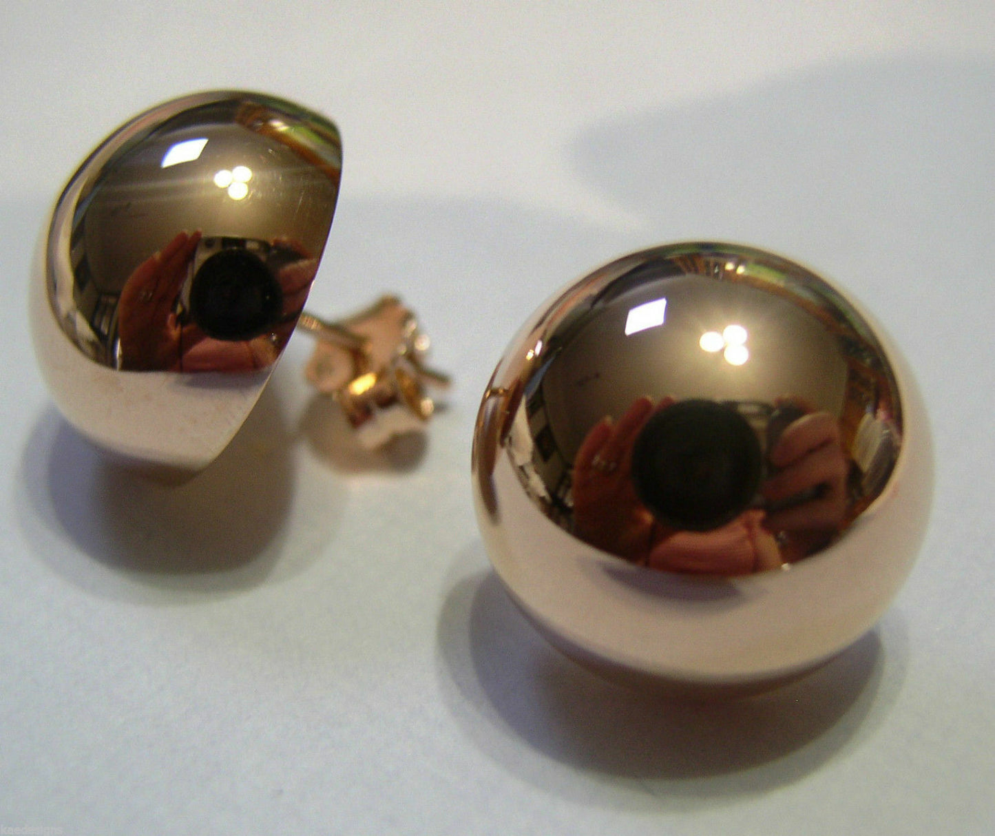 Kaedesigns, 9ct 9k Yellow Or White Or Rose Gold 375 18mm Half Ball Hook Earrings