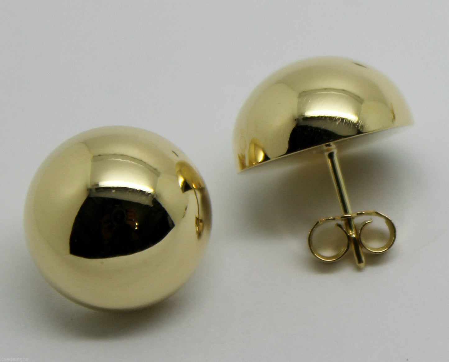 Kaedesigns, 9ct 9k Yellow Or White Or Rose Gold 375 18mm Half Ball Hook Earrings