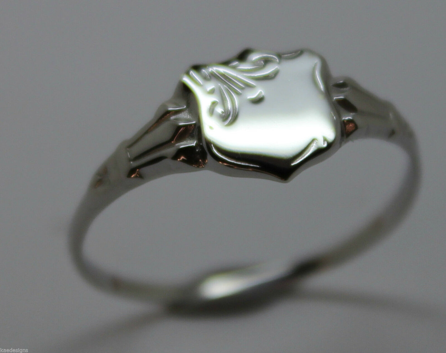 Childs Genuine Solid Sterling Silver 925 Shield Signet Ring