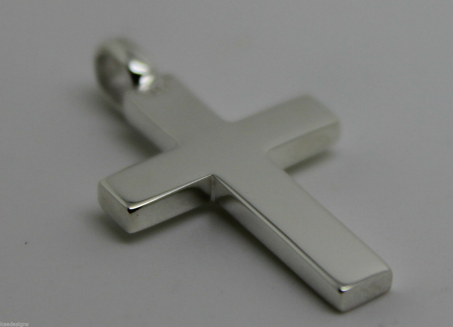 Kaedesigns Full Solid New Sterling Silver 925 Plain Cross Pendant 8mm bale