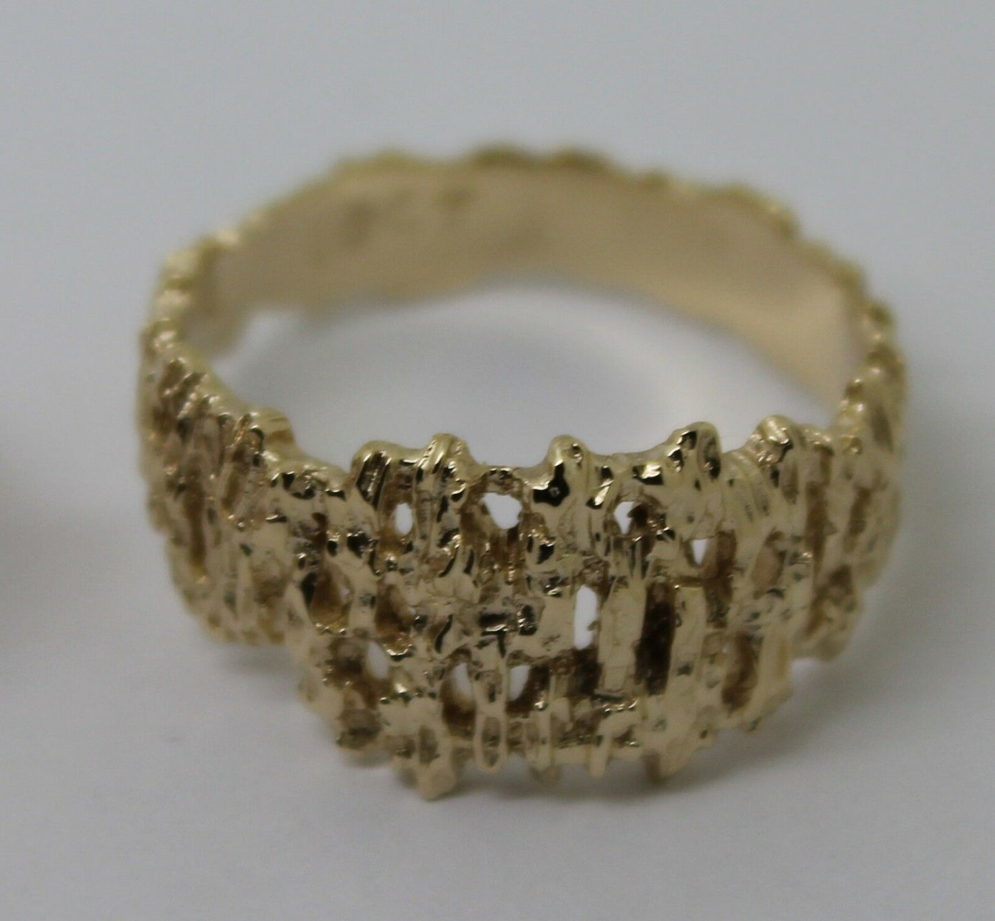 Size 10, T1/2 Genuine 10ct 10K Full Solid Yellow, Rose or White Gold Nugget Ring 12mm Wide 267