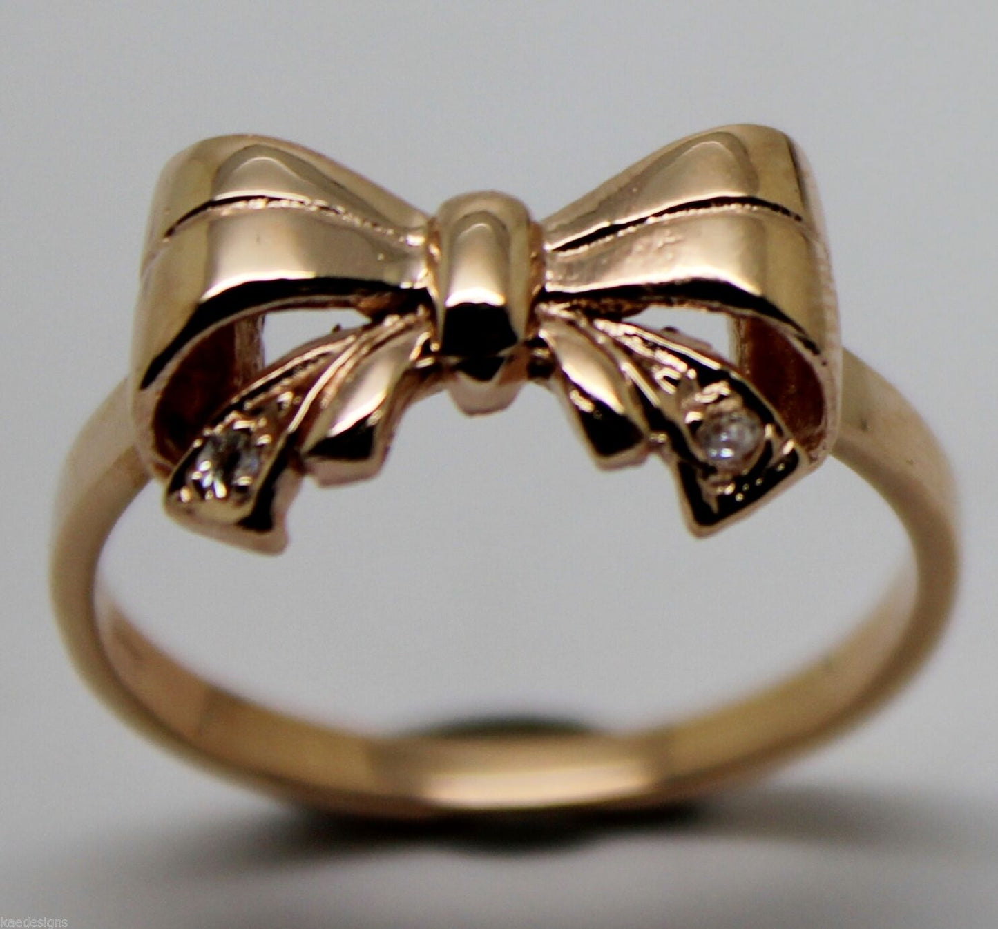 Genuine 9ct 375 Solid Yellow Or Rose Or White Gold Bow With 2 Cubic Zirconia In Your Size
