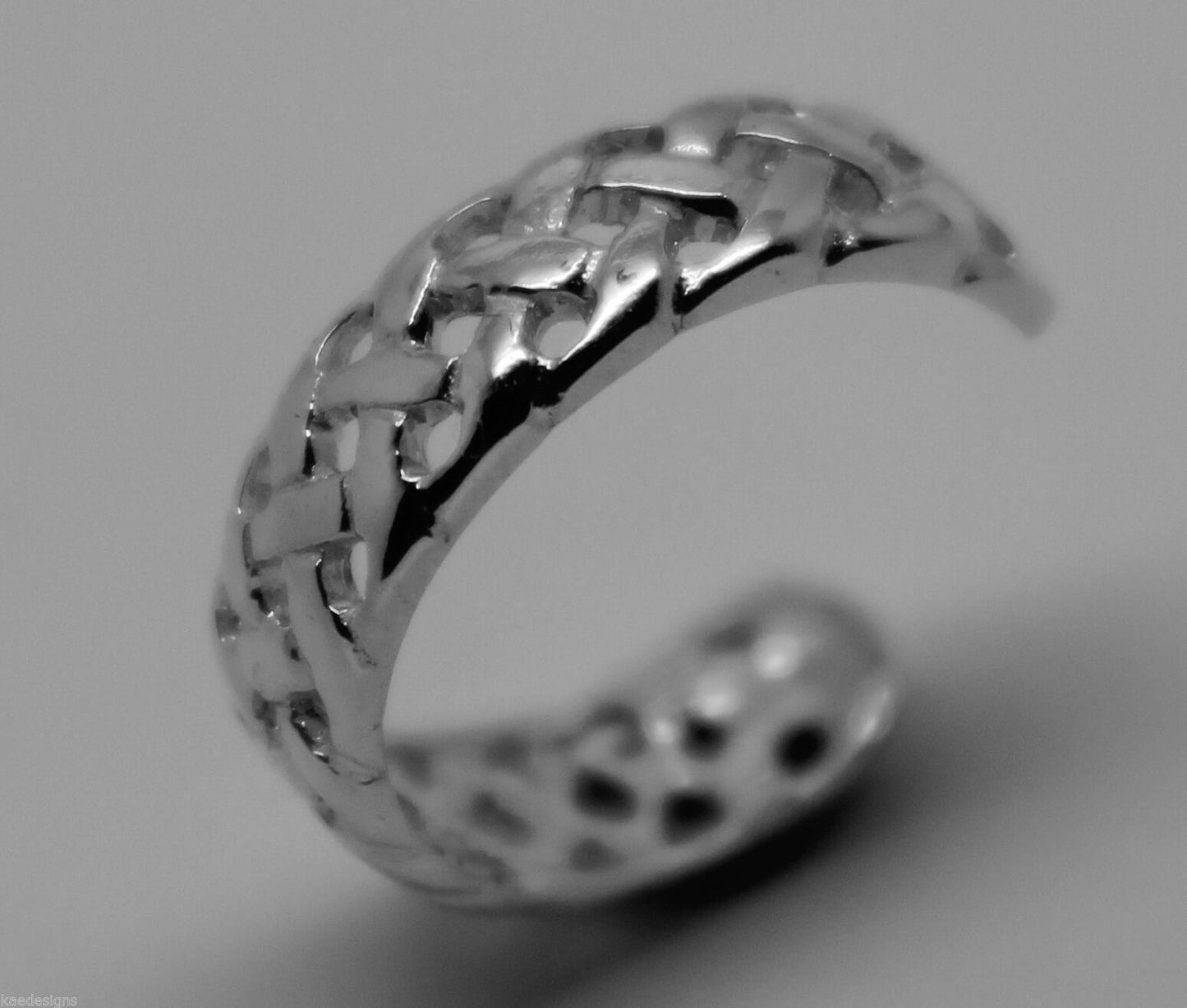 Genuine Solid 9ct Yellow or Rose or White Gold or Sterling Silver Weave Toe Ring 264