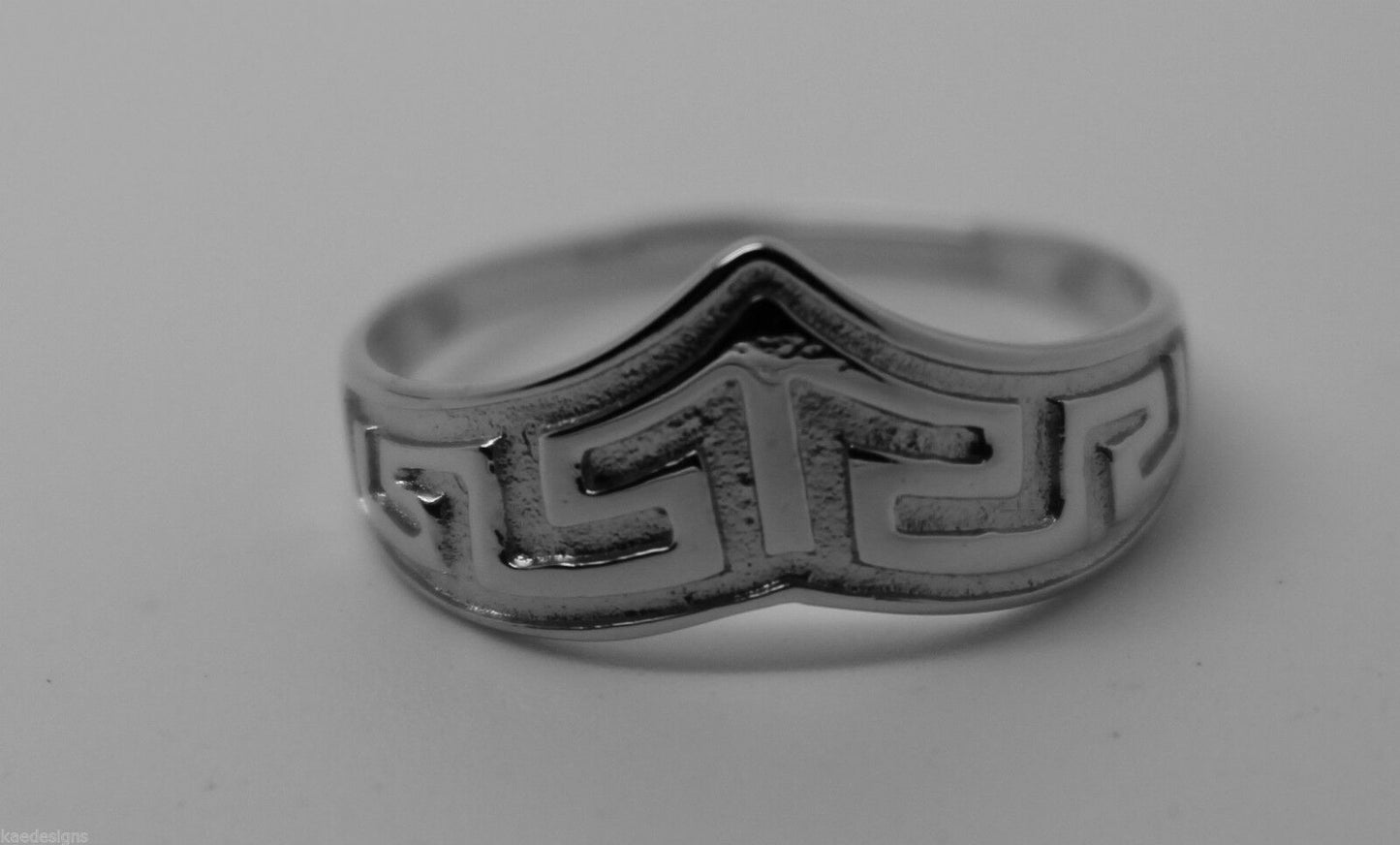 Genuine New Size Q Sterling Silver 925 Celtic Greek Key V Ring