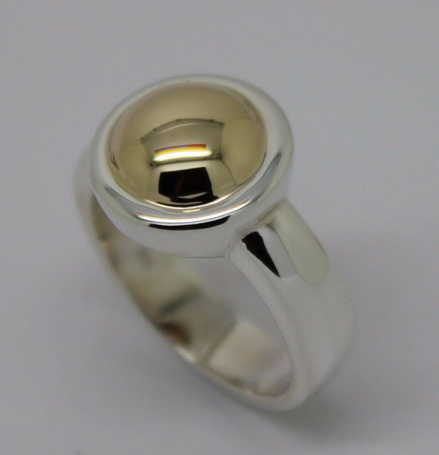 Size Q 1/2 Kaedesigns New Genuine Sterling Silver & 9ct Yellow Gold Half Ball Ring