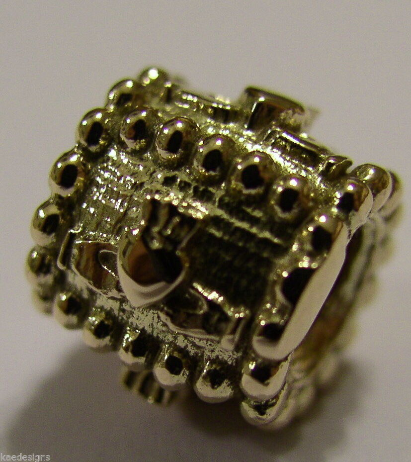 Genuine 9ct Yellow or Rose or White Gold or Silver Celtic Claddagh Charm for Bead Bracelet or Necklace.
