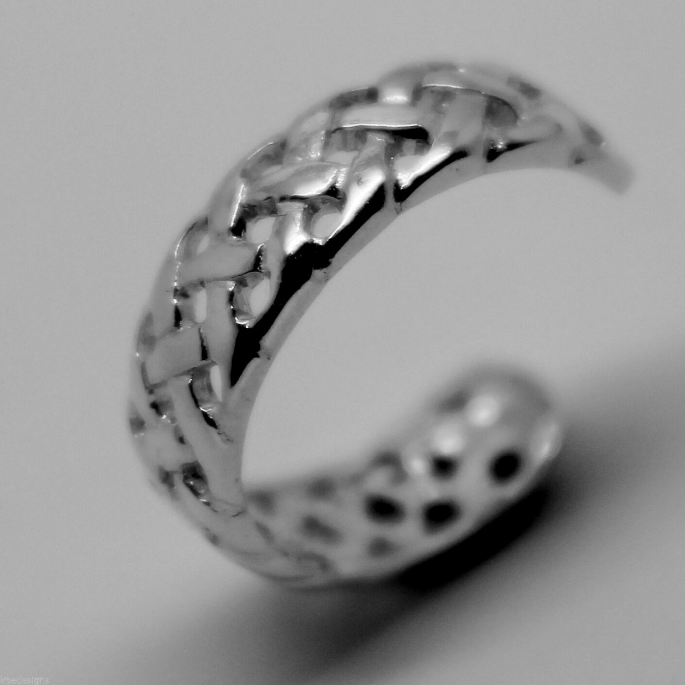Genuine Solid 9ct Yellow or Rose or White Gold or Sterling Silver Weave Toe Ring 264