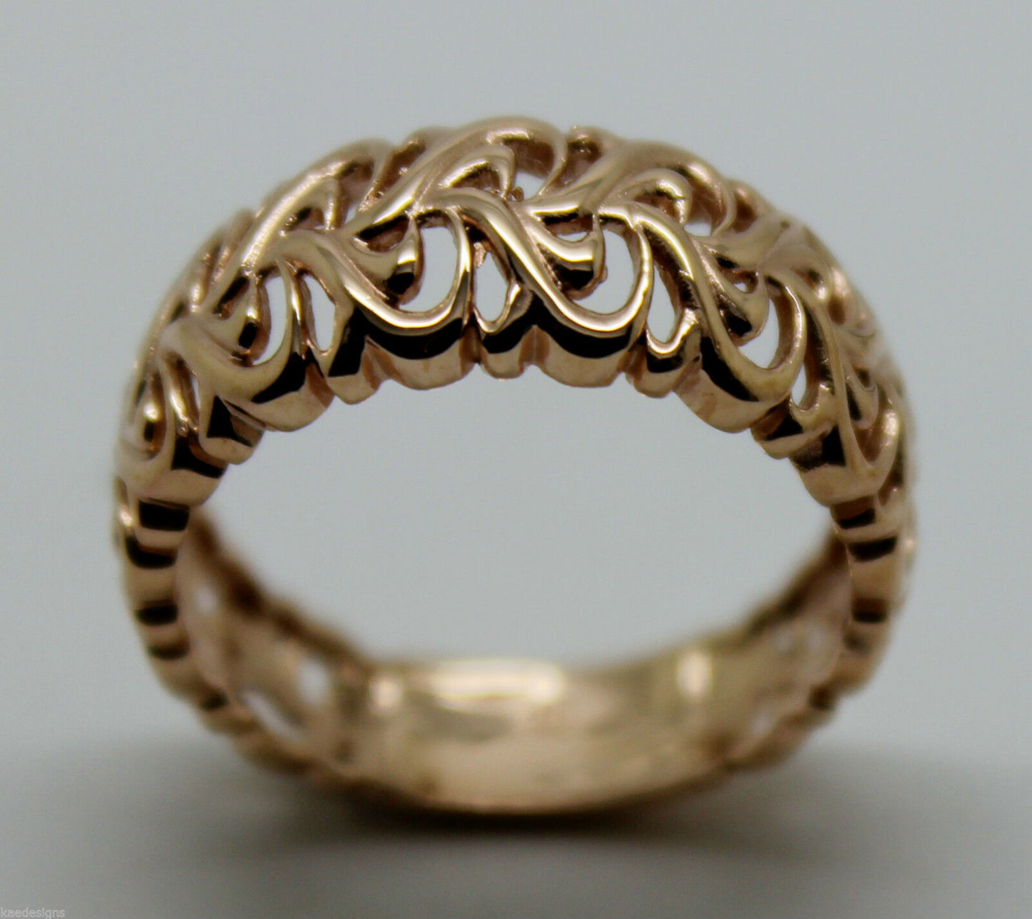 Genuine 9ct 375 Solid Rose Or Yellow Or White Gold Flower Filigree Ring In Your Size