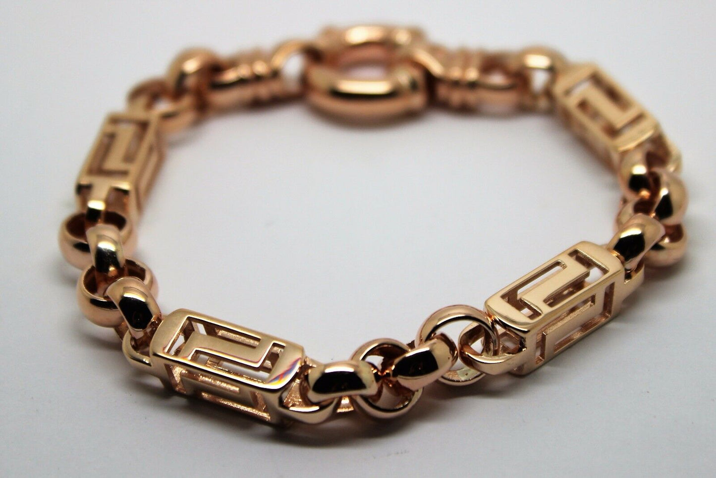 Heavy Solid 9ct Yellow, Rose or White Gold Solid Belcher & Greek Key Bracelet