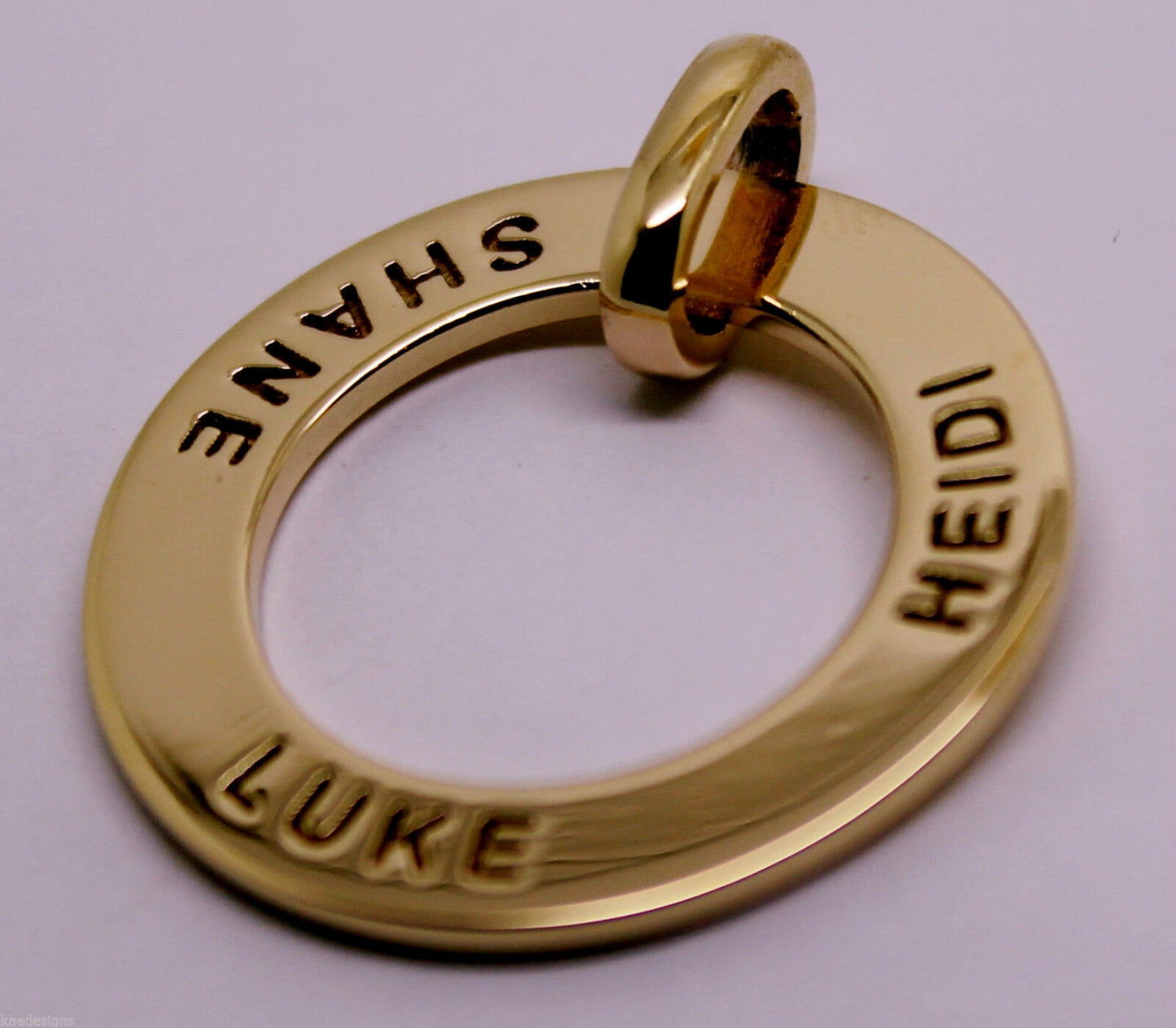 Genuine Solid 9ct Yellow, Rose or White Gold / 375, Personalized & Engravable Circle Pendant