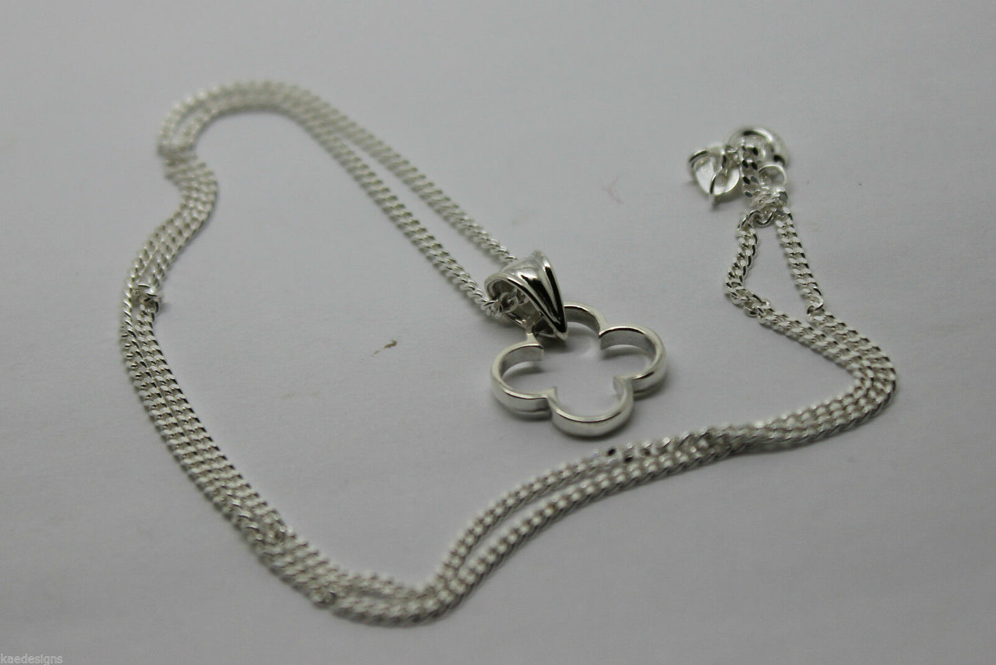 Genuine Sterling Silver 925, Four Leaf Clover Pendant & Sterling Silver Chain
