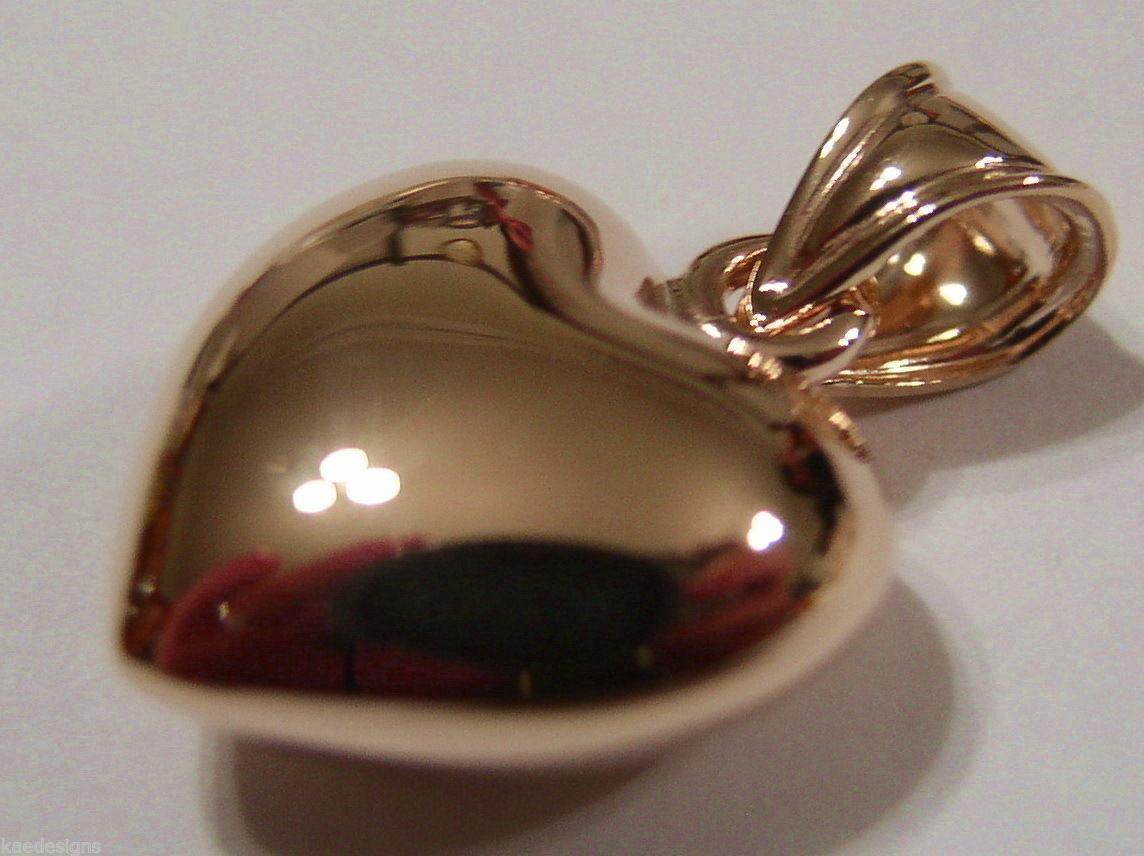 Kaedesigns, 9ct Small To Medium Bubble Rose Or Yellow Or White Gold Heart Pendant