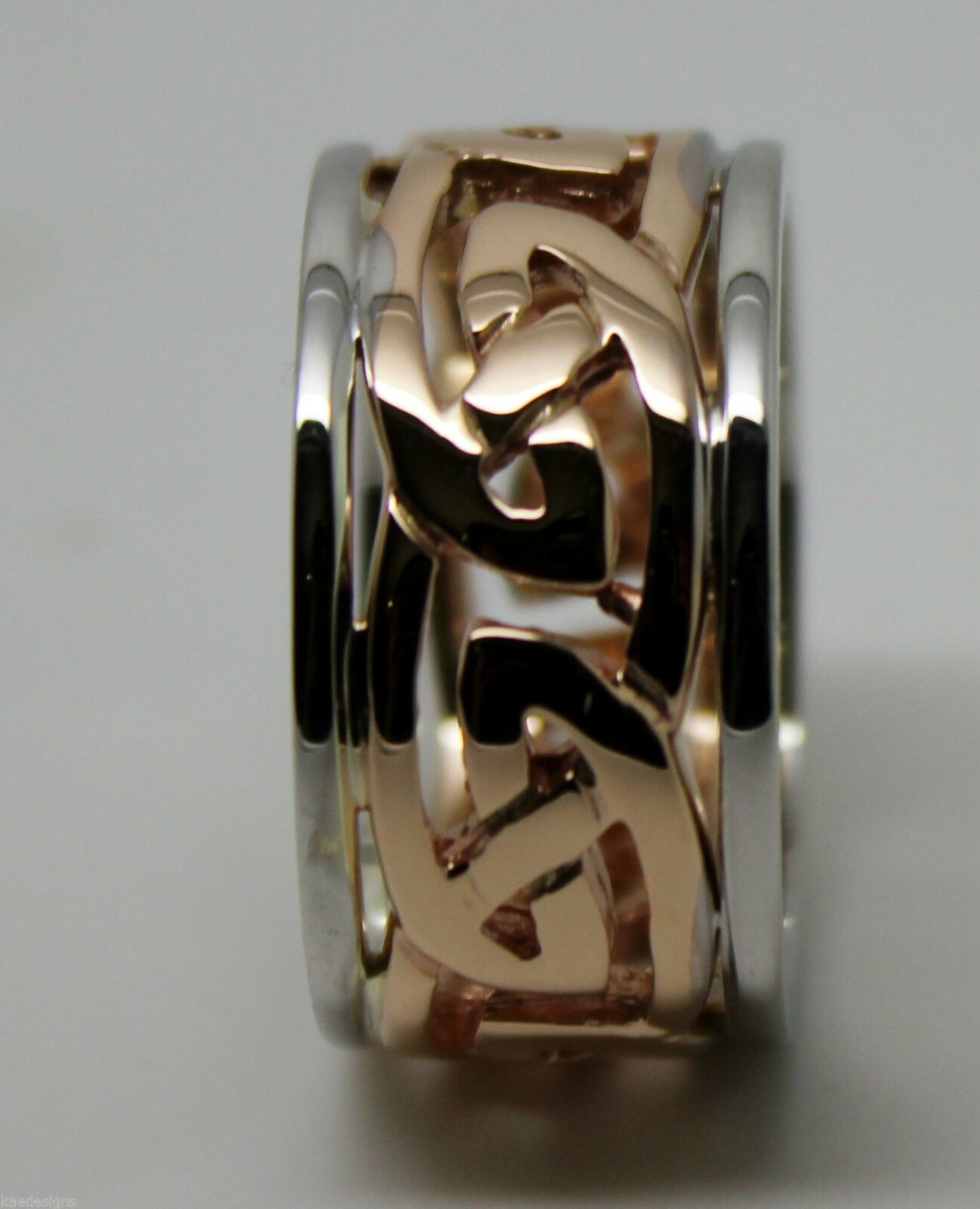 Size X, Genuine Heavy Solid New 9ct Rose & White Gold 12mm Large Celtic Ring
