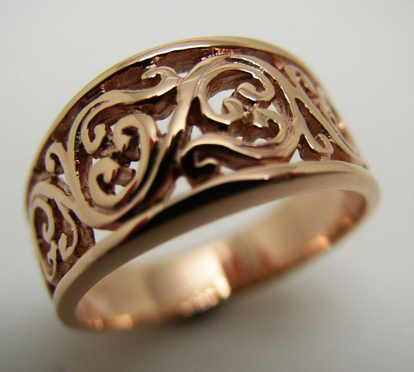 Size N Kaedesigns Genuine 9ct Full Solid Wide Yellow, Rose Or White Gold Filigree Flower Swirl Ring 336
