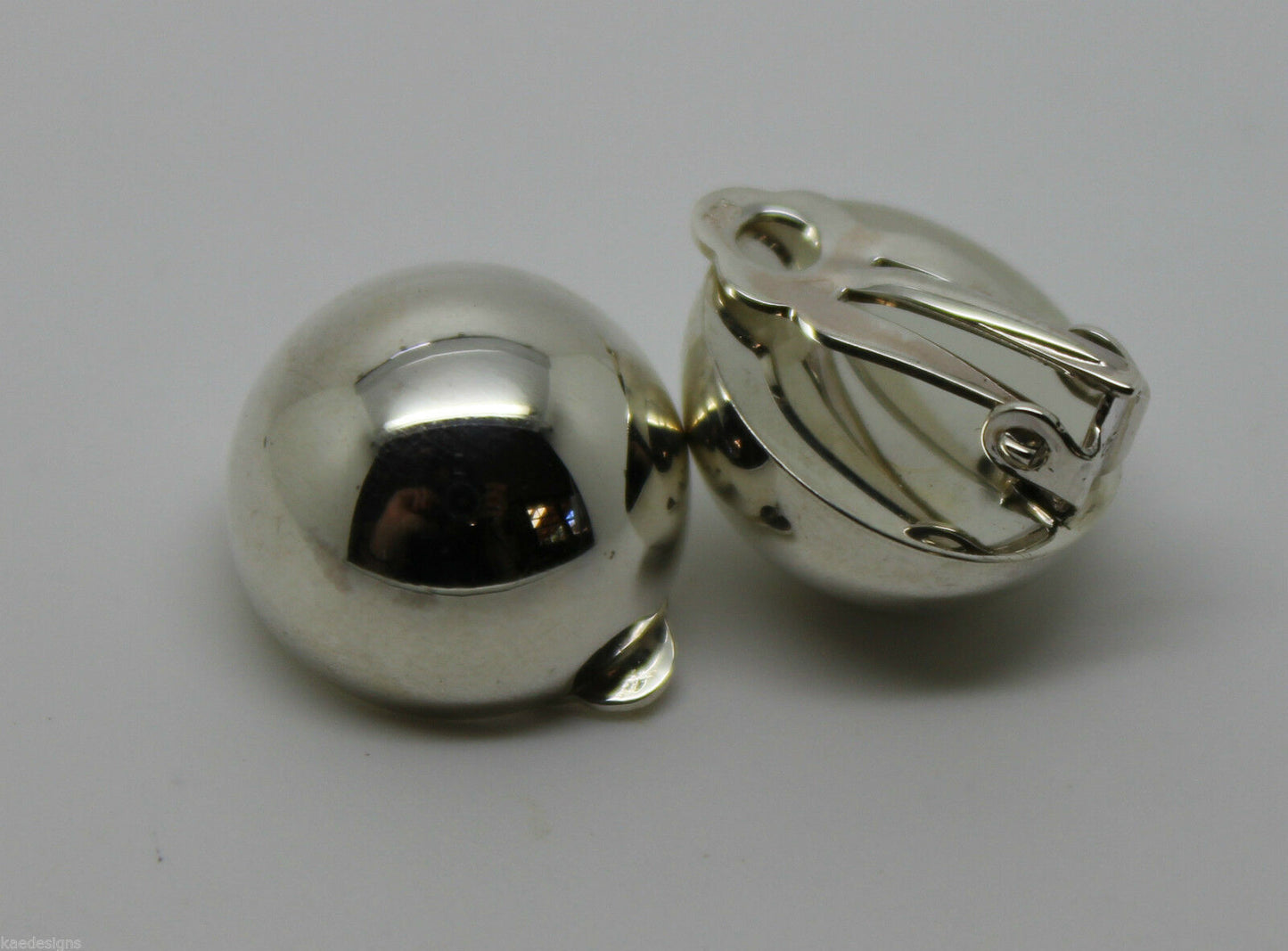 Genuine Sterling Silver 925 Half 16mm Ball Round Earrings Clip-ons