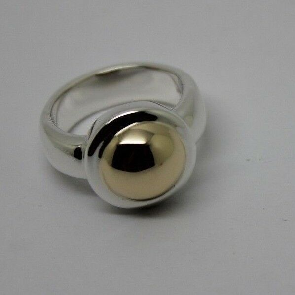 Size Q 1/2 Kaedesigns New Genuine Sterling Silver & 9ct Yellow Gold Half Ball Ring