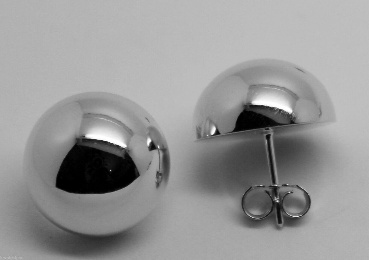 Kaedesigns, 9ct 9k Yellow Or White Or Rose Gold 375 18mm Half Ball Hook Earrings