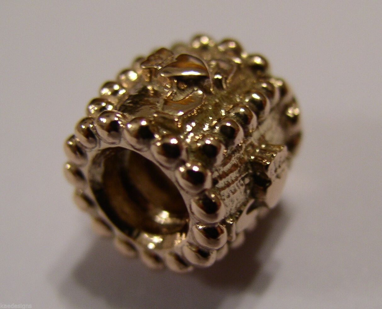 Genuine 9ct Yellow or Rose or White Gold or Silver Celtic Claddagh Charm for Bead Bracelet or Necklace.