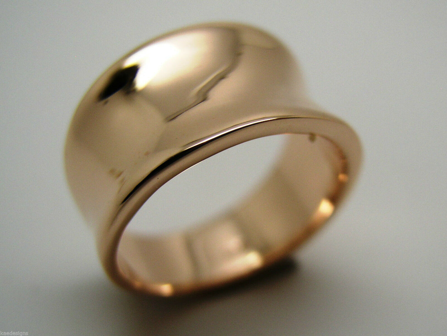 Kaedesigns Genuine Full Solid 9ct 9kt Yellow, Rose or White Gold Concave Dome Ring 250